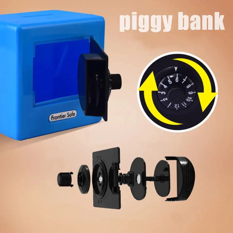 Mini Piggy Bank Boxes Combination Lock Money Coin Saving Banknote Cash Piggy Deposit Safe Box Storage Case Gifts for Kids Xmas