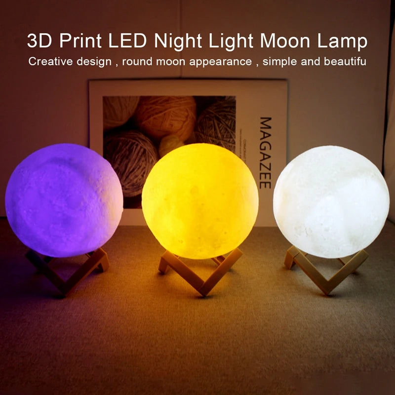 📚 LED Moon Lamp with 16 Colors & Touch Control - Galaxy Night Light for Kids Room, Birthday Gifts for Boys/Girls (NASA-Inspired Design)