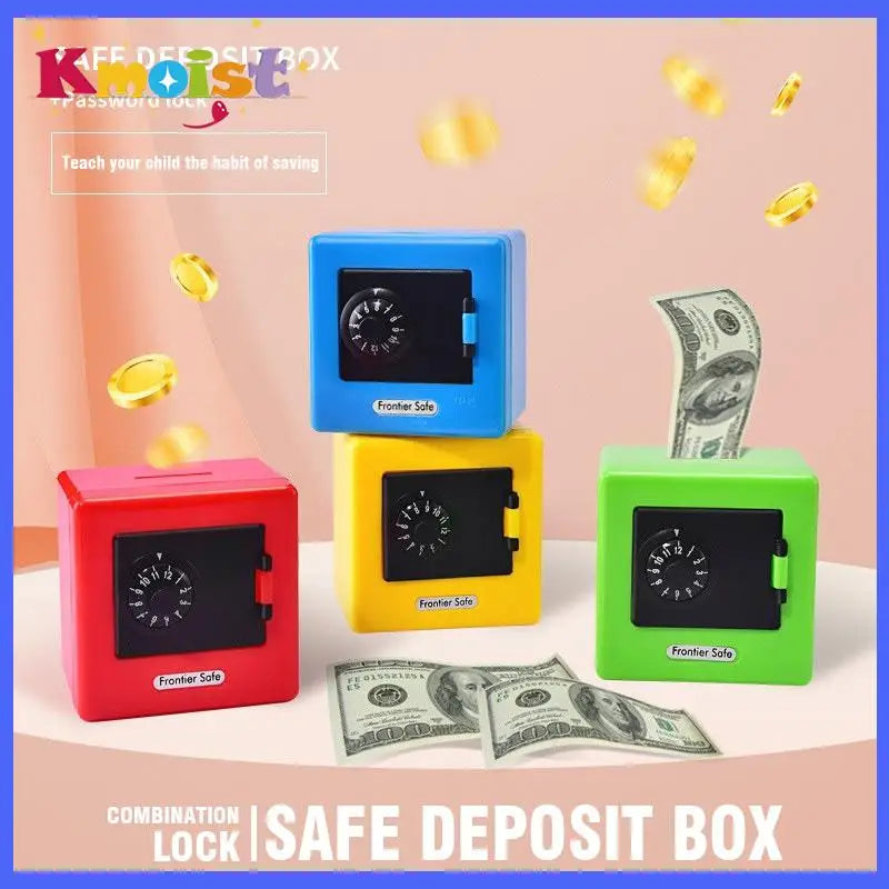 Mini Piggy Bank Boxes Combination Lock Money Coin Saving Banknote Cash Piggy Deposit Safe Box Storage Case Gifts for Kids Xmas