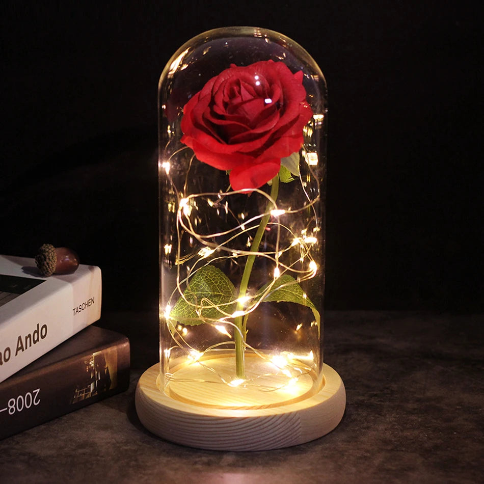 🌌 Beauty and the Beast Rose - Eternal Galaxy Rose in Crystal Dome, Wedding Centerpiece & Valentine's Gift for Wife (Fast Dropshipping)