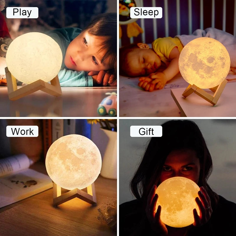 📚 LED Moon Lamp with 16 Colors & Touch Control - Galaxy Night Light for Kids Room, Birthday Gifts for Boys/Girls (NASA-Inspired Design)