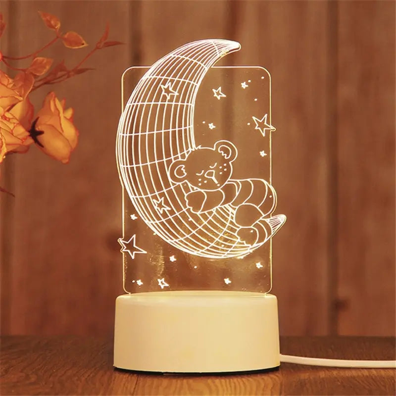 ✨ Acrylic Moon Night Light - 3D Galaxy Projection Bedside Lamp for Adults, Auto Sensor & USB Rechargeable (Free Shipping)