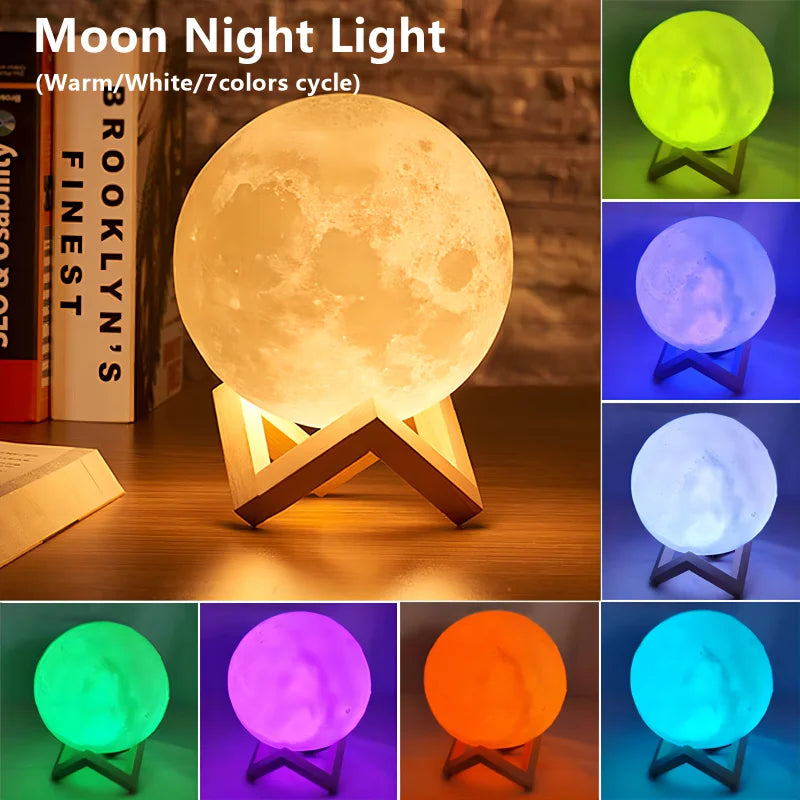 📚 LED Moon Lamp with 16 Colors & Touch Control - Galaxy Night Light for Kids Room, Birthday Gifts for Boys/Girls (NASA-Inspired Design)