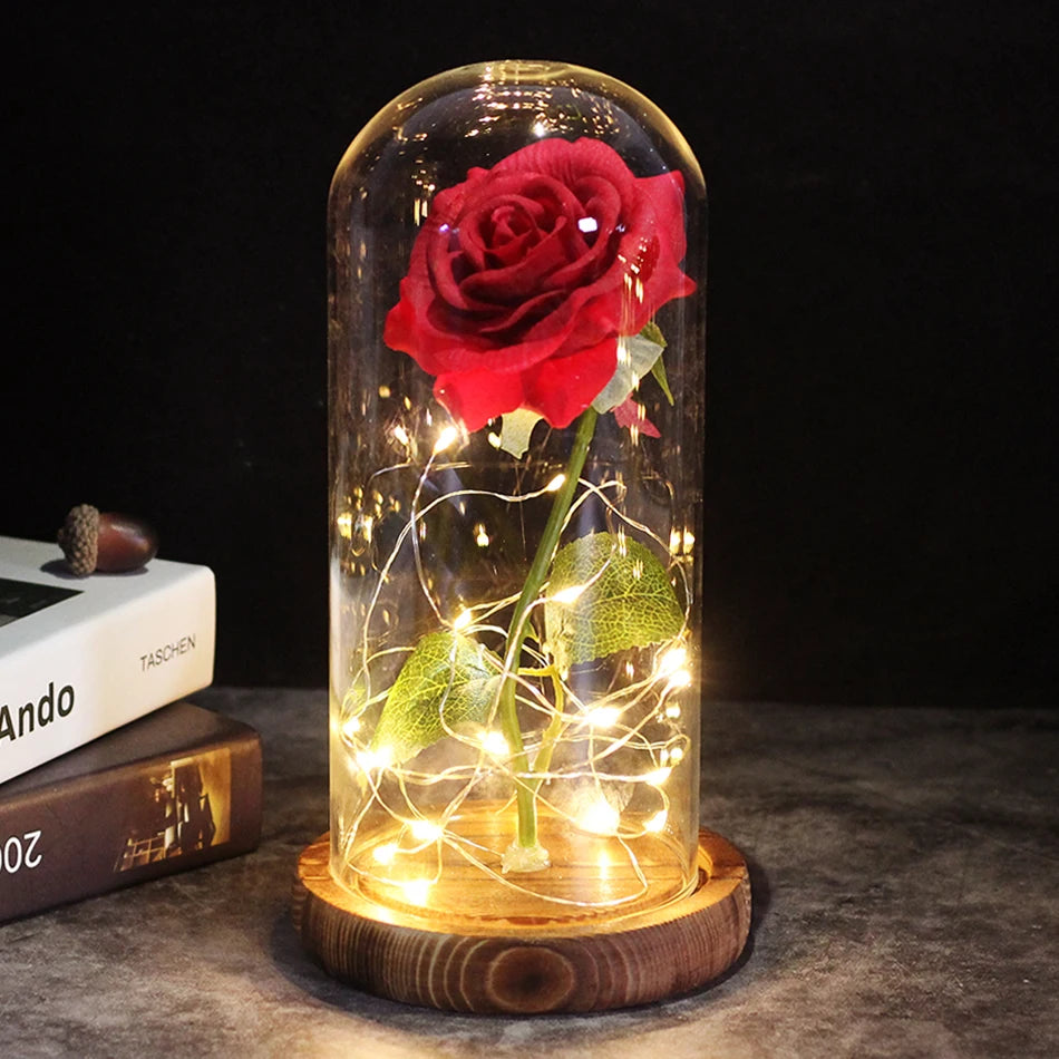 🌌 Beauty and the Beast Rose - Eternal Galaxy Rose in Crystal Dome, Wedding Centerpiece & Valentine's Gift for Wife (Fast Dropshipping)